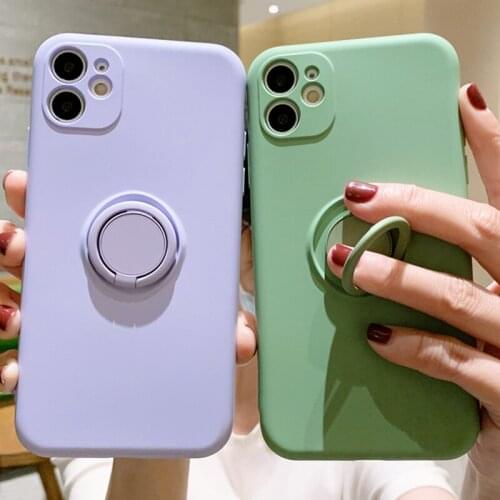 Ring Silicone Case For iPhone 11 Pro Max XS XR X 8 7 6 6S Plus Soft Silicon Stand Holer Shockproof Slim Lens Protective Cases