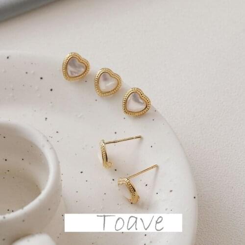Color-preserving golden cute love peach heart sticky shell material earrings with hanging diy hand-made material accessories