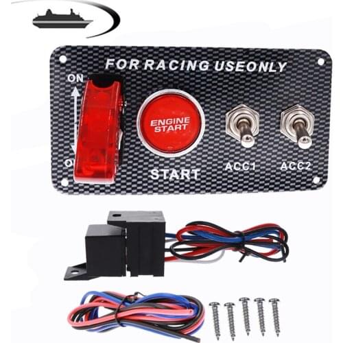 Hot Sale Universal 12V LED Toggle Ignition Switch Panel Engine Start Push Button Set Racing Car Accessory For 12V Power