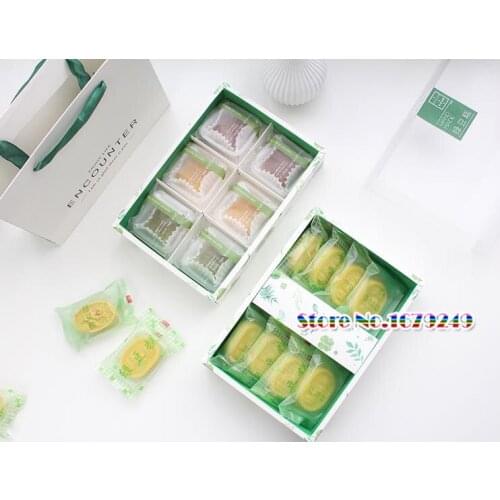Green colour Clover Leaf mooncake packing paper box, pancake biscuit Box, Gift Favor DIY Cookies cake Boxes 100pcs/lot