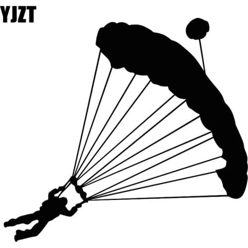 YJZT 17.7CM*16.2CM Skydiver Parachute Extreme Sport Fashion Stickers Decals Car Styling Vinyl Black/Silver C31-0218