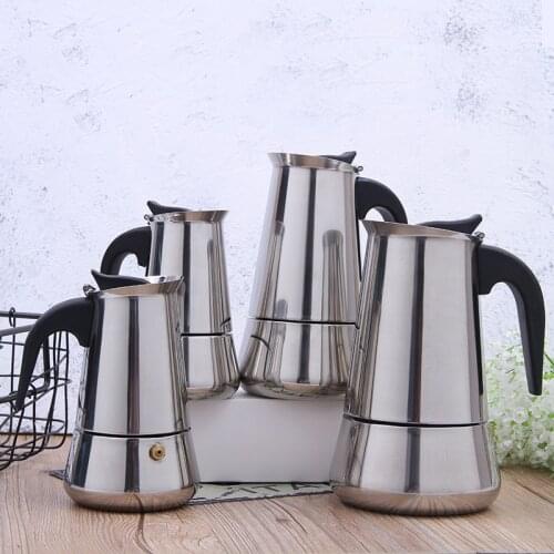 Hot sale 450ML/600ML Espresso Maker Moka Pot 304 Stainless steel Latte Percolator Office Family Party Octagonal Coffee Jug