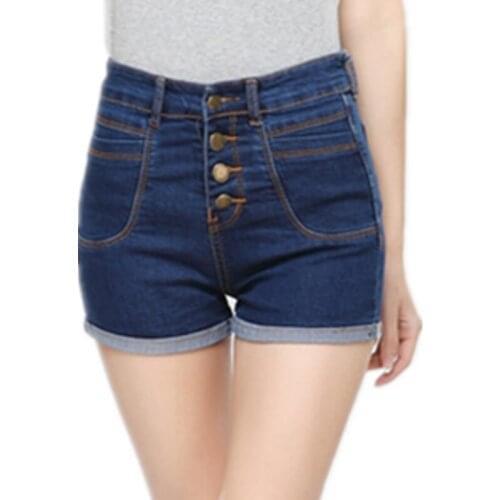 High Waist Dark Blue Mujer Woman Short Fashion 2018 Skinny Capris Femme Womens Jeans Shorts Women Denim Summer