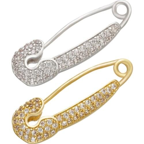 ZHUKOU gold/silver color CZ crystal brooch pin for women winter clothes 2020 fashion creative brooch pin hoop earring model:VX6