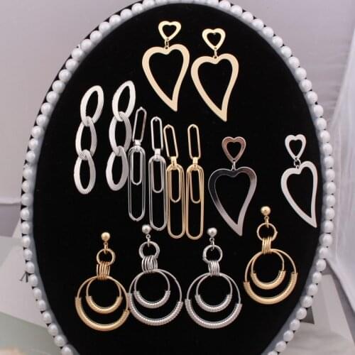 Heart Round Waterdrop Hanging Earrings Fashion Earrings Geometric Metal Triangle Earrings Wedding Earrings Valentines Day Gift