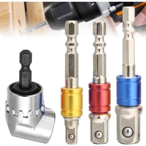 1pc 105 Degree Right Angle Drill Extension Screwdriver Set with 1/4" 3/8" 1/2" Hex Shank Socket Adapter Extension Socket