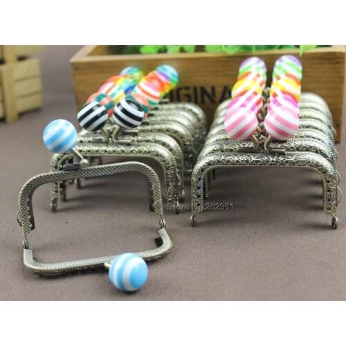 10 pcs High Quality 7.5 CM Lollipop candy head bead square Metal Purse Frame clasp handle for DIY bag accessory
