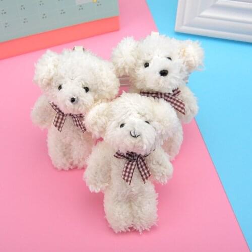 12 cm pearl plush animal bow tie dog plush stuffed toy key chain pendant kindergarten toy Christmas gift