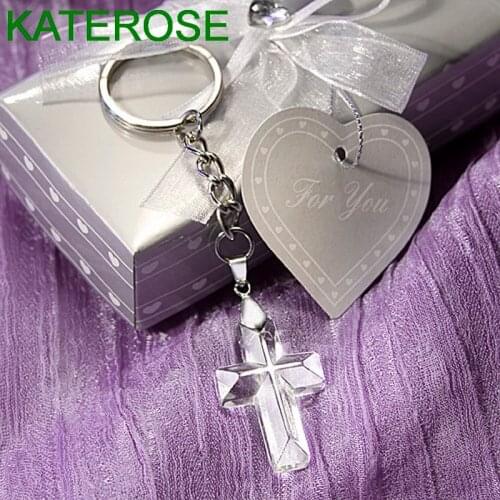 18PCS Church Party Giveaway Gift For Guest Choice Crystal Cross Key Chains Wedding&Bridal Shower Favors