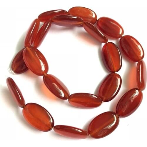 1str Natural A Quality Red Carnelian Beads Red Agat e 12x20m Oval Gem Loose Beads For Jewelry Making,15.5"