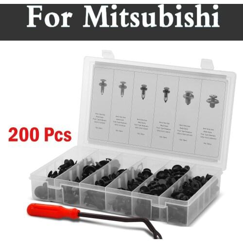 200pcs Auto Clips Assortment + Fastener Remover + Clip Pliers Set For Mitsubishi Mirage Montero Sport Outlander Pajero Space