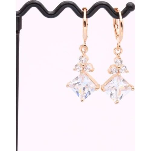 2016 Fashion Silver Color Purple Geometric Multi color earrings with plain peach carved Flower Design Trendy Party female