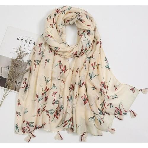 2021 New Fashion Bohemia Summer Women cotton Hijiab Scarf Floral Beach Hijab Shawls and Wraps Pashmina Female Foulard Bandana