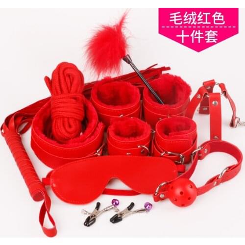 2021 Binder Slave Fetish Adult Bondage Kit Sexy Bondage Restraints Sex Toy Cuffs Robe Blinder Mask 10pcs Set Accessories