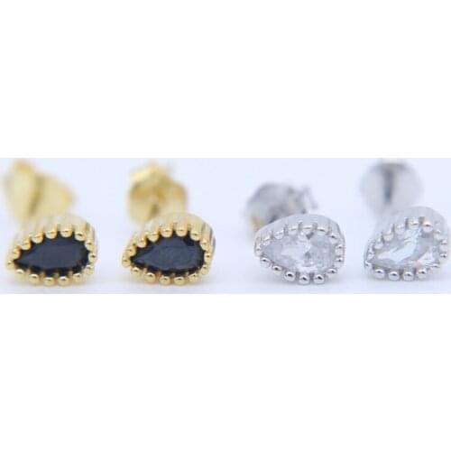 2021 Brinco 3*5mm Tiny Small Tear Drop Water Cubic Zirconia Cz Bling Sparling Studs Women Charm 925 Sterling Kids Earrings