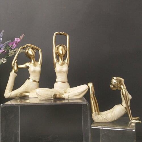 3Pcs/Set Creative Yoga Posture Figurine Simple Modern Resin Sculpture Yoga Beauty Girls Crafts Home Decoration Wedding Gifts