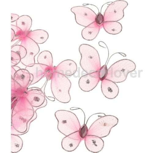 50Pcs Wired Mesh Stocking Butterflies 2*3.2cm Wire Decoration DIY Craft Scrapbook