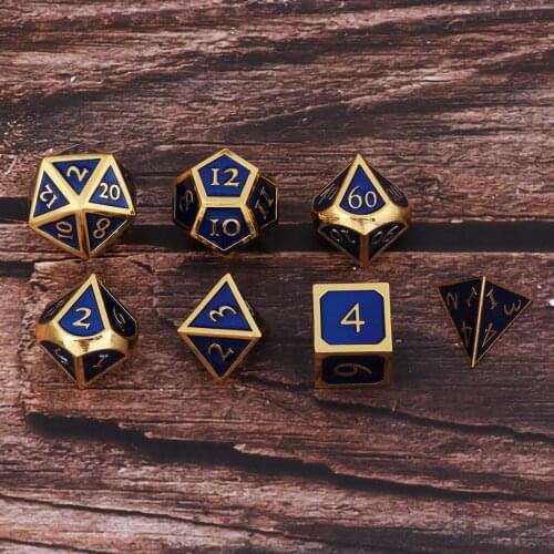 7 Pieces Zinc Alloy Polyhedral Dices Set for Table Game