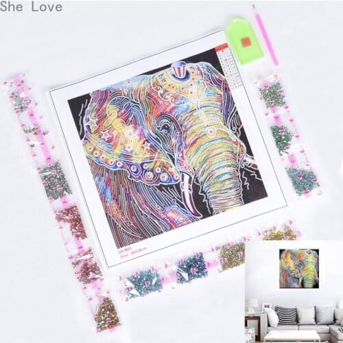 Chzimade Diamond Painting Elephant Shape Diamond Embroidery Colorful Paint With Diamonds Handicraft
