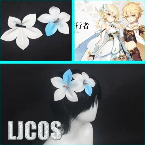 Anime Genshin Impact Project Traveler Lumine Flower Hair Clip Hair Accessories Cosplay Take Photo Props Handmade Xmas Gifts
