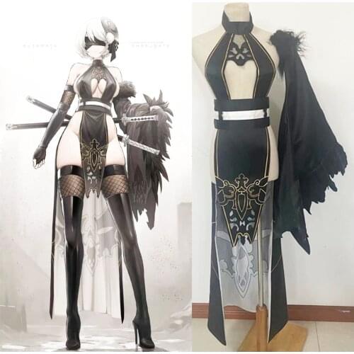 Anime Game NieR Automata YoRHa 2B No.2 Type B Black Dress Sexy Battle Uniform Cosplay Costume Women Halloween Free Shipping 2021