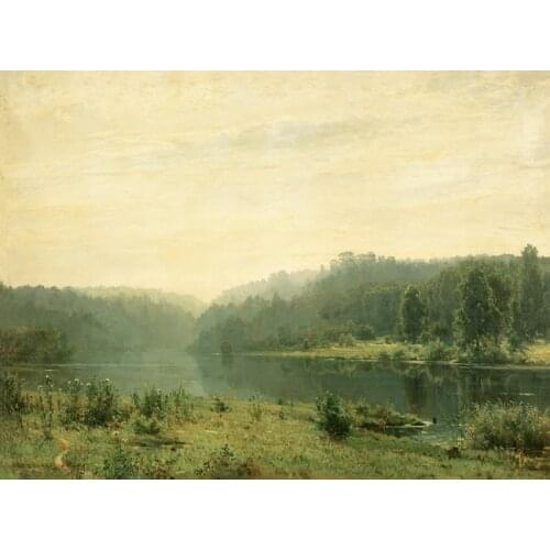 Free shipping Shishkin classical Russian tree lake landscape oil painting canvas prints on canvas wall art decoration picture