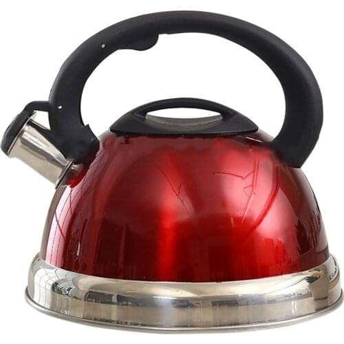 3L Oblique Handle Whistling Kettle Stainless Steel Tea Kettle Food Grade Tea Pot with Heat-Proof Handle for All Heat Sources #W0