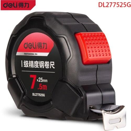 Deli DL277525G Grade 1 Precision Steel Ruler Specification: 7.5mx25mm High Carbon Steel Material Measuring Tools