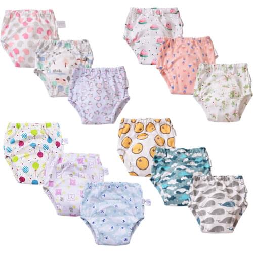 Baby Kids Cotton Shorts Underwear Waterproof Cloth Diaper Nappies Reusable Baby Kids Infant Potty Training Pants 3pcs/lot