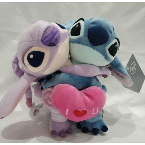 Disney 20cm Lilo And Stitch Plush Toys Holding Love Stitch Angel Stuffed Soft Doll For Couples Girl friend gift