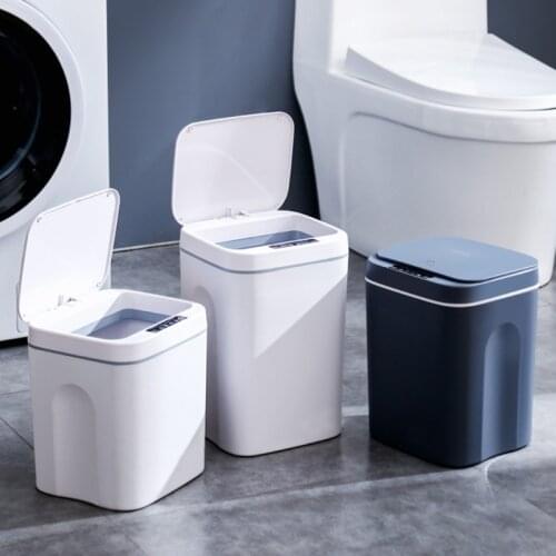 Home Smart Sensor Square Trash Can Rechargeable Small Household Waste Bin Plastic Basket Bucket for Office Kitchen Bedroom
