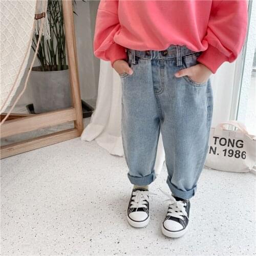 Fashion Baby Boy Jeans Kids spring autumn Trousers Clothes Children Denim Pants for Girls Jean 90~140 toddlers