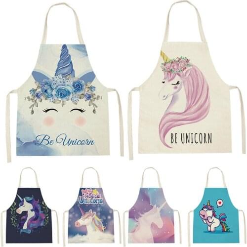 1 Piece Cartoon Print Unicorn Print Sleeveless Apron ChildrenS Home MenS And WomenS Anti-Fouling Apron Kitchen Bib Pinafore