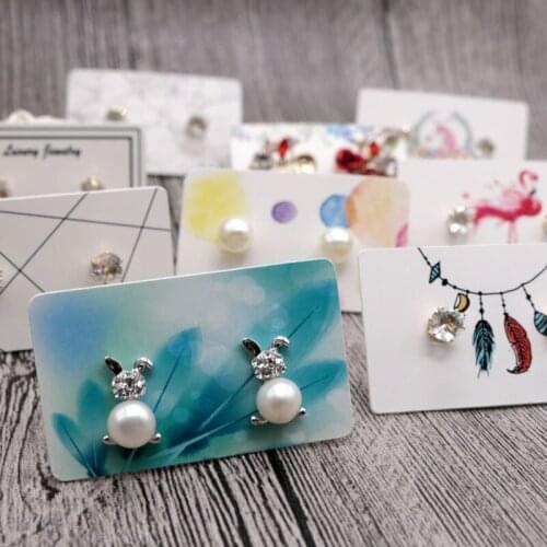 100PCS Multi Color Paper Cute Stud Earring HangTag Card Custom Logo Cost Extra Jewelry Display Packing Card