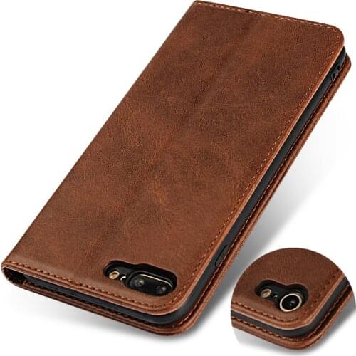 Leather case for Apple iPhone 7 Plus 7Plus card holder Holster Magnetic adsorption Cover Phone Bag Case for Apple iPhone 8 Plus