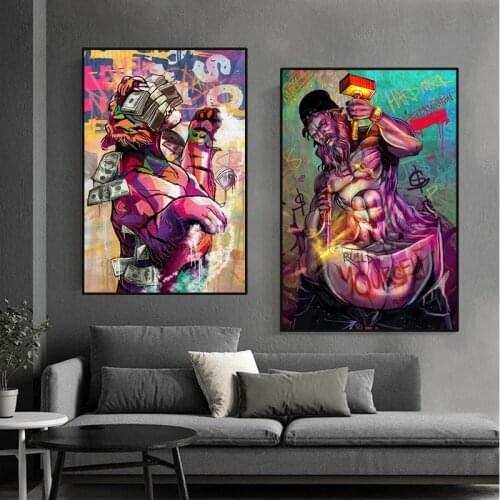 Colorful Street Graffiti Art Animal Figure Canvas Paintings Art Wall Poster Prints Pictures Living Room Bedroom Home Decoration
