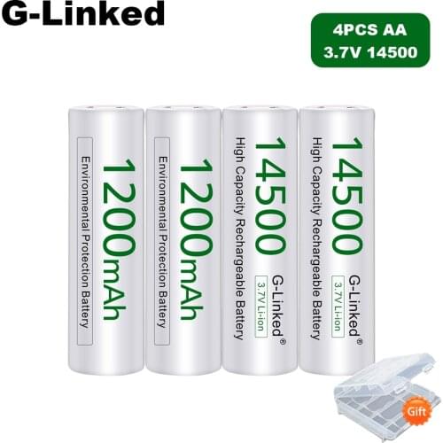 14500 battery 1200mAh 3.7V Li-ion aa Rechargeable Batteries AA Accumulator Battery Lithium Cell for Flashlight Headlamp Torch