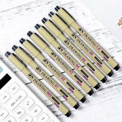 Micron Sketch Marker Pen 8pcs/set Black Pigment Liner 0.05 0.1 0.2 0.3 0.4 0.5 0.8 1.0 Drawing Pen Sketching Pens