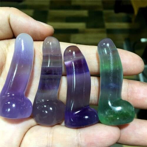 1pcs Natural seven color fluorite crystal hand carved cute miniature figure model crystal ornaments home decoration gift