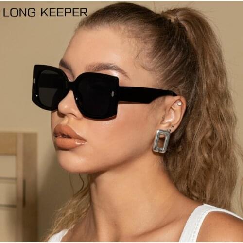 Classic Oversized Square Sunglasses Women Fashion Big Frame Sun Glasses Black Leopard Female Glasses UV400 Gafas de sol mujer