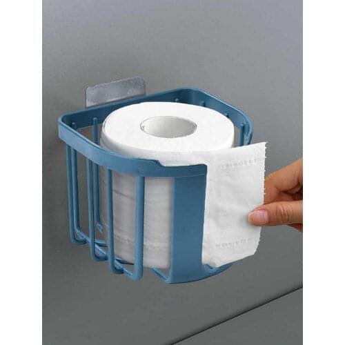 Roll Paper Organizor Wall Mounted Toilet Paper Basket Bathroom Paper HolderTissue Box Holder Punch-free Tissue Box Holders 2021