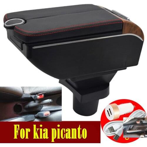 For kia picanto armrest box Double doors open 7USB Centre Console Storage Box Arm Rest