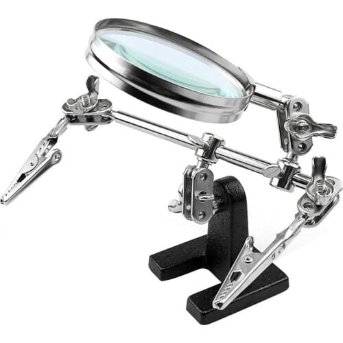 Helping Third Hand Tool Soldering Stand With 5X Welding Magnifying Glass 2 Alligator Clips 360 Degree Rotating Adjustable Sale