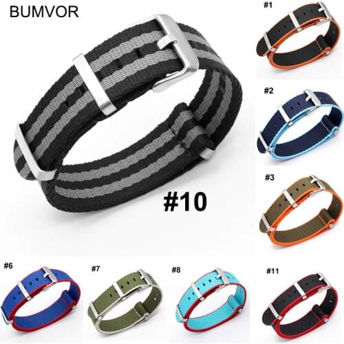 Premium Quality Nylon Watchband 22mm Woven Fiber Watch Strap for Nato Army Military Striped Replacement Watch Belt Wristband