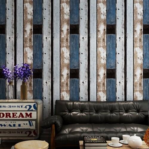 Retro 3D Wood stripes PVC Vinyl Wallpaper For Walls Living Room Bar Cafe Restaurant Clothing Shop Background Vintage Wallpaper