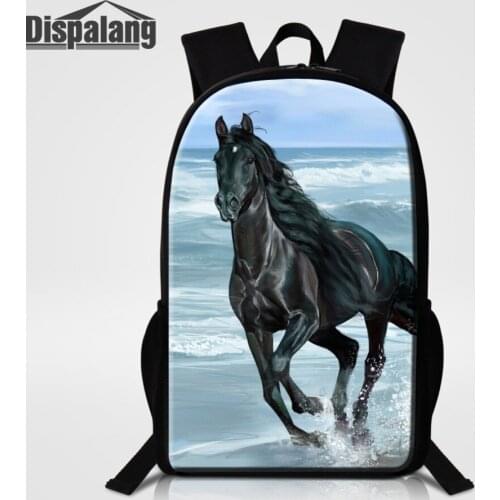 Dispalang Animals School Bags For Children Horse Leopard Tiger Wolf Lion Printing Backpacks For Boys Custom Mochila Men Bagpacks