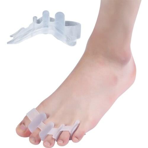 1pair Silicone Foot Brace Finger Toe Five Fingers Separator Thumb Valgus Protector Painless Posture Corrector Toe Hallux Valgus