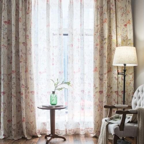Modern Curtains for Living Dining Room Bedroom Simple Thickened Cotton Slub Printed Cloth Curtains Tulle Product Customization