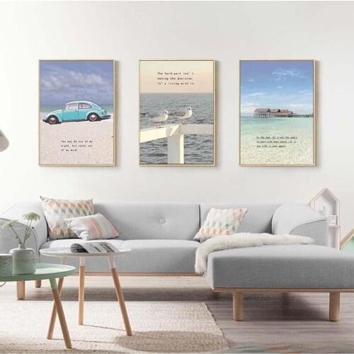 Mediterranean Scenery Blue Sky Ocean Travel Posters Canvas Prints Paintings Wall Art Pictures for Living Room Home Decorations