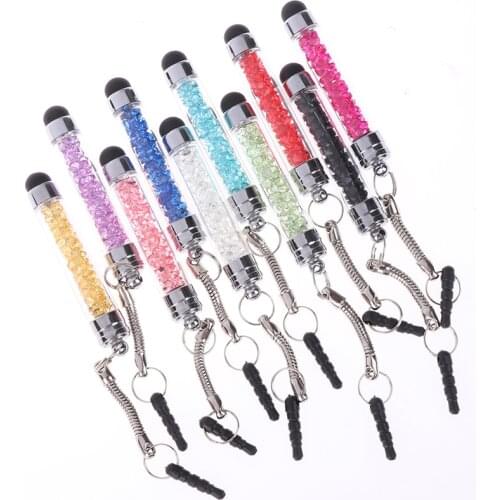 Tablet Stylus Pen Touch Screen Touchscreen Mini Diamonds 3.5mm Earphone Port Dust Plug Mobile Phone Touch Pen For IPad PC Latop